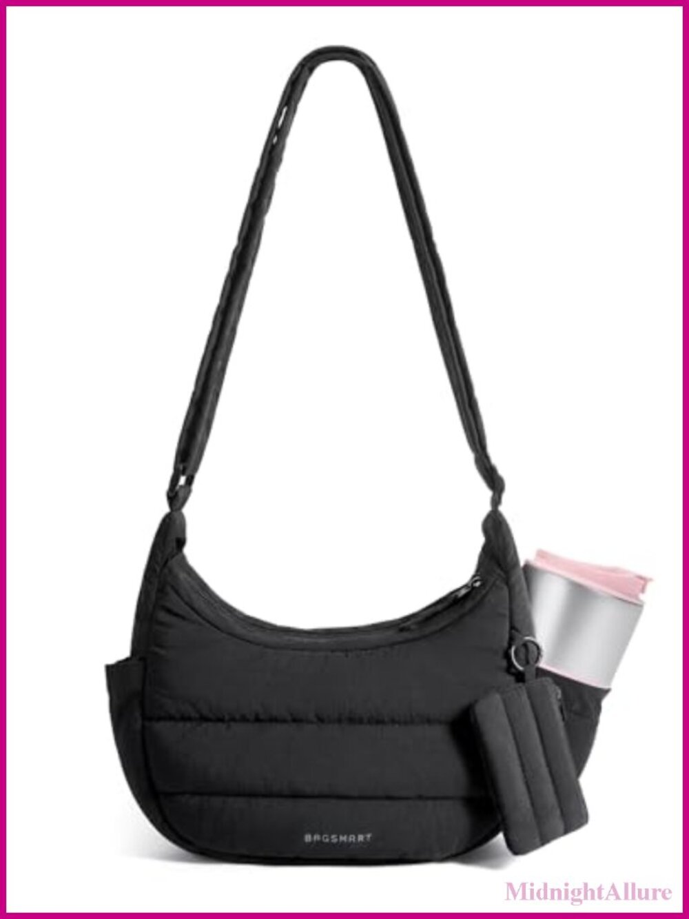 Quilted Puffer Crossbody Bag Adjustable Strap Lightweight Purse